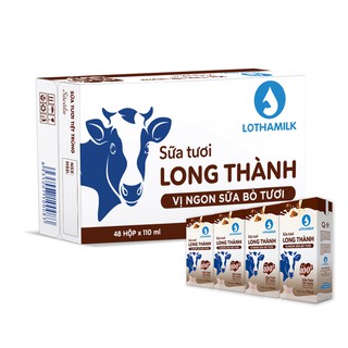 Sữa tươi tiệt trùng Lothamilk hương socola 110ml (Thùng 48 hộp × 12 lốc)