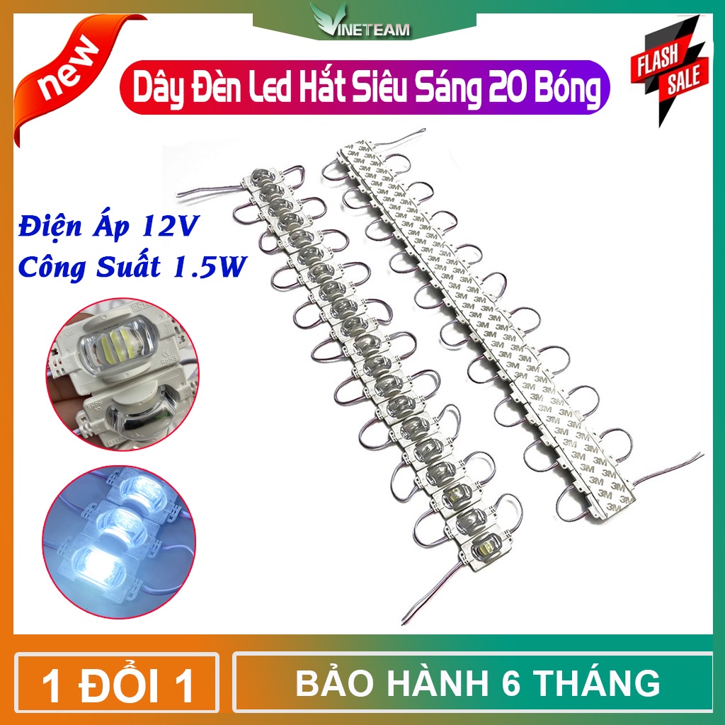 Led Hắt Rọi 1 Mắt Siêu Sáng 12V trang trí oto, xe tải Loại Tốt Dây 20 Bóng LED Trắng , Xanh lá , Xanh dương -dc4740
