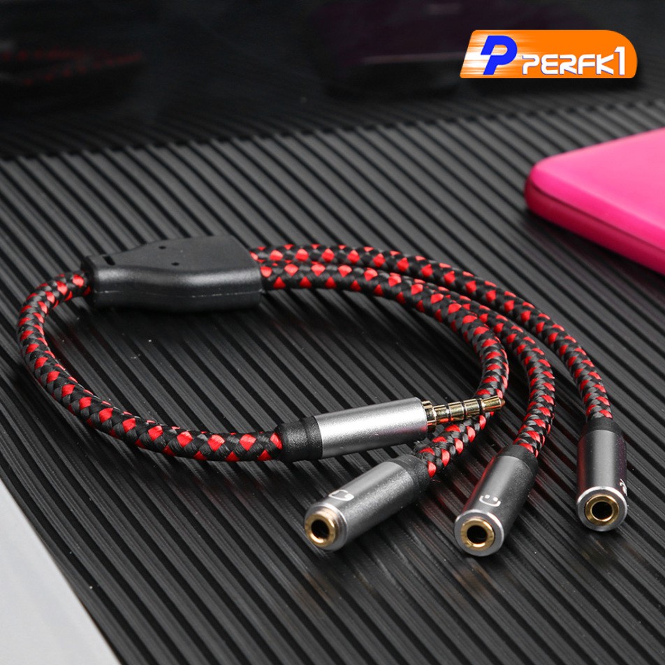 Dây cáp chia 3 cổng âm thanh 11.8 "3.5Mm đầu cắm sang 3x cổng cắm