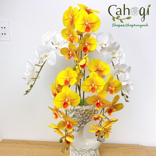 Hoa giả - Cành Lan Cao Su Giả 9 Bông Cỡ Lớn