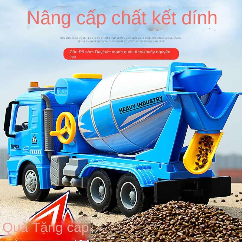 CMô phỏng kỹ thuật trẻ em xe bồn đồ chơi trộn xi măng hình tải lớn máy xúc đổ cần cẩu cậu bé
