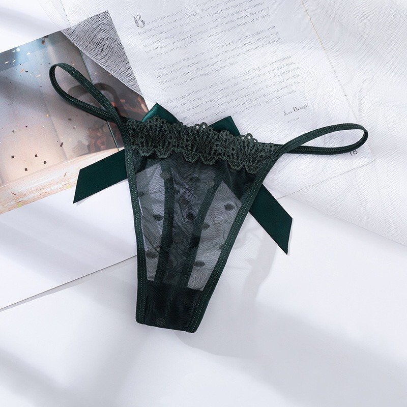 Quần Lót Nữ - Quần Lót Nữ Ren lọt khe dây hai mảnh đính nơ to điệu đà sexy quyến rũ DAN STORE MÃ 8065