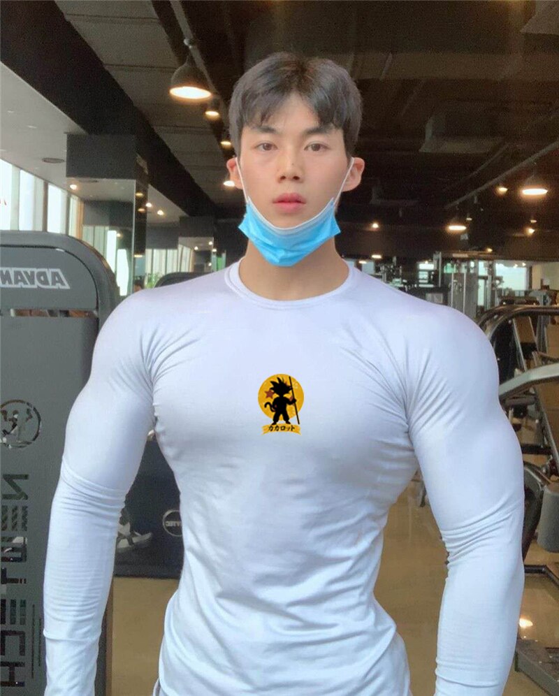 New Autumn and Winter Workout Bodybuilding Fitness Men's Long Sleeve T-shirt Breathable Casual Fashion Trend Slim Sports T Shirt