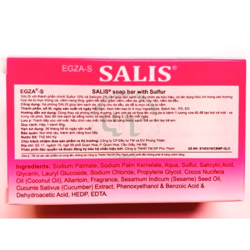 Xà phòng tắm giảm dầu, giảm mụn cơ thể, dày sừng nang lông- EGZA-S SALIS Soap bar 80g