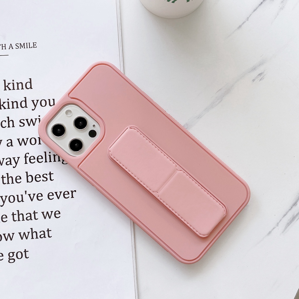 Ốp điện thoại TPU nhám màu trơn có dây đeo cổ tay làm giá đỡ cho Iphone 12 pro max /12 / 12 mini /11 Pro Max