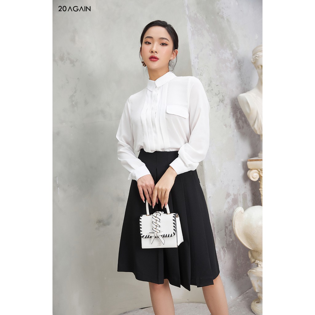 Áo sơ mi nữ công sở 20AGAIN, thiết kế cổ đức 2 túi ASA1571