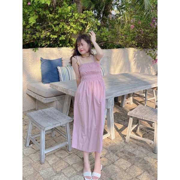 ĐẦM MAXI 2 DÂY NHÚNG NGỰC