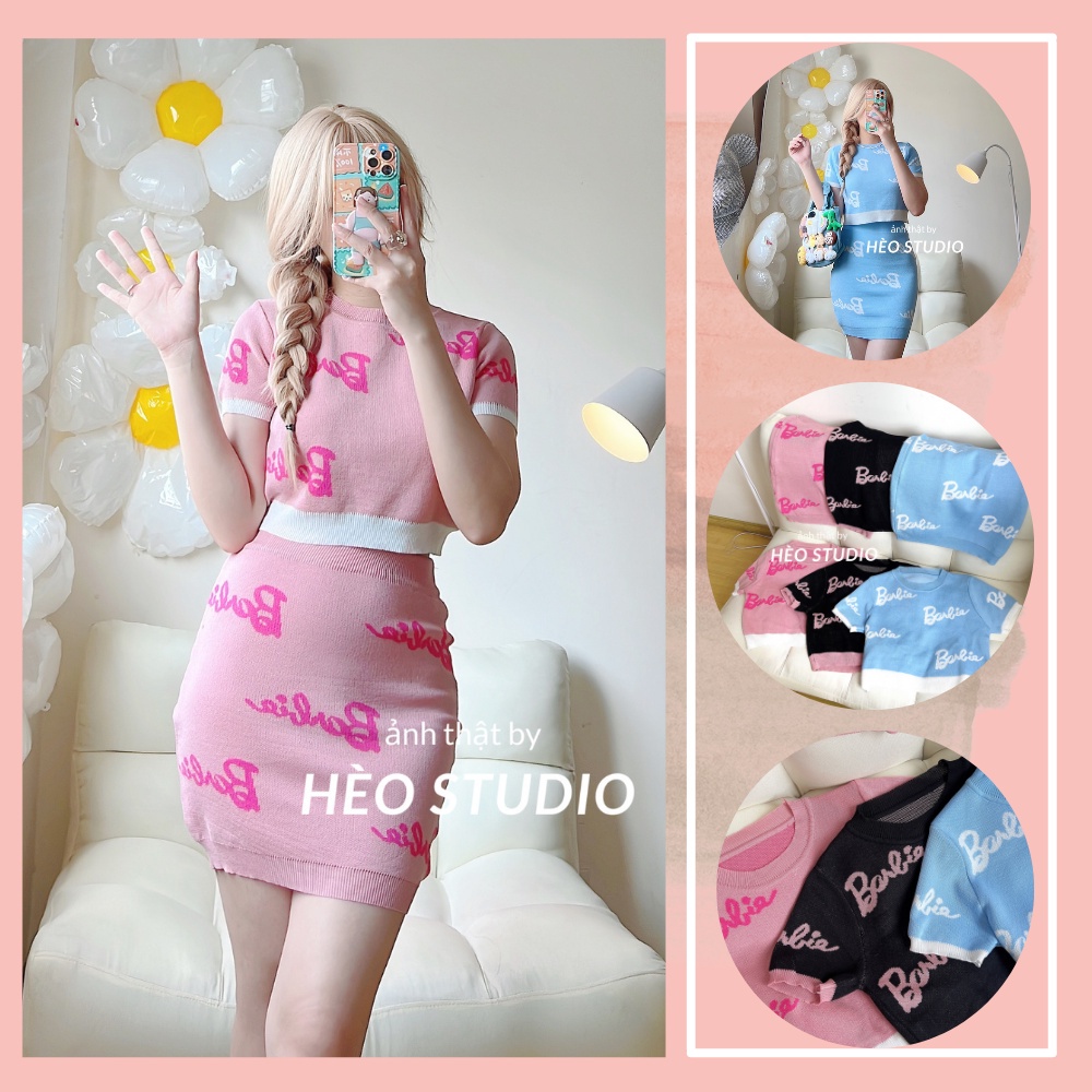 Set Áo Kèm Chân Váy Len Barbie Hèo Studio (Ảnh Thật)