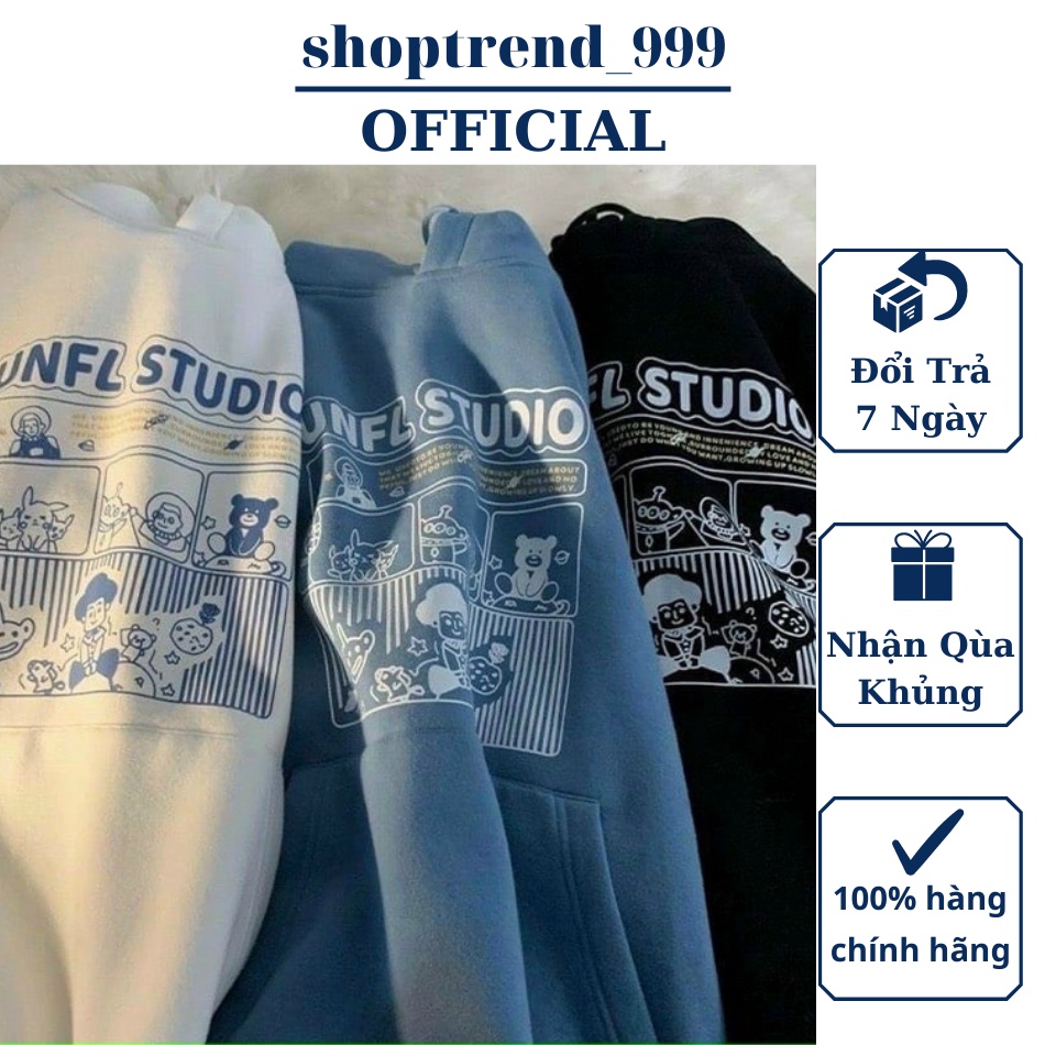 Áo Khoác Hoodie Nỉ Cute Nam Nữ Mặc Đẹp Form Rộng Tay Bồng Có Mũ Chất Dày 2 Màu Đen Xanh Ulzzang Hàn Quốc Giá Rẻ
