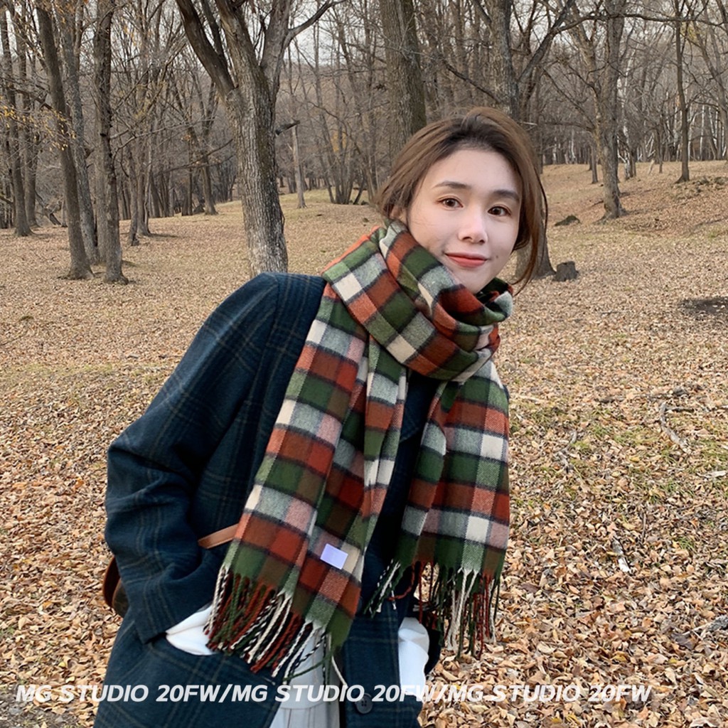 Sản Phẩm Papaya / Khăn Choàng Cổ Cặp Đôi Vải Cashmere Nhân Tạo Hai Mặt Giữ Ấm Mùa Thu Đông Phiên Bản Hàn Quốc