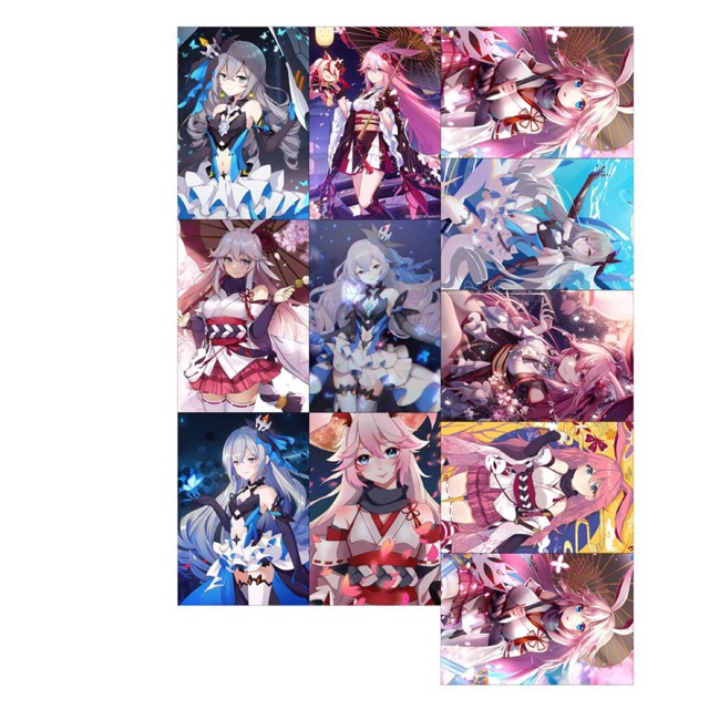 11 thẻ card honkai impact ép lụa ảnh khác nhau