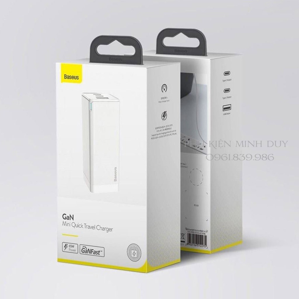 (Có GaN2 Pro) Củ sạc nhanh Baseus GaN 65W USB QC 4.0 3.0 AFC SCP USB PD cho Smartphone/ Tablet/ Ipad/ Macbook/ Laptop