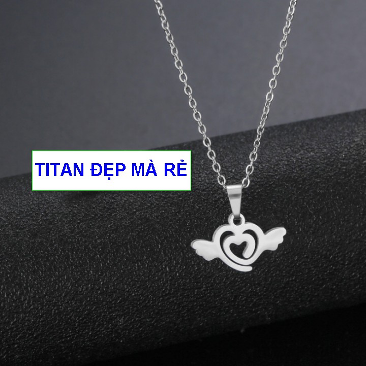 Dây chuyền mặt trái tim nữ titan mặt cách điệu - Hàng titan vàng 18k sáng bóng đẹp - Cam kết 1 đổi 1 nếu đen và gỉ sét