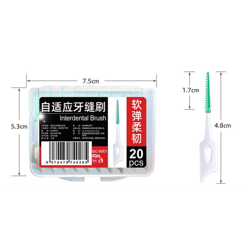 [Hàng mới về] Set 20 cây chải kẽ răng silicon mềm chăm sóc răng miệng cho người lớn