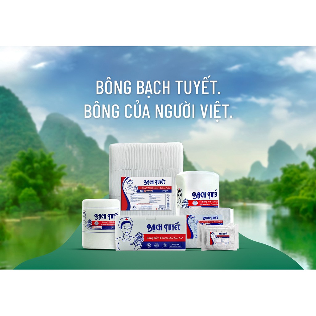 Bông Y Tế Cắt Miếng 7x7 gói 500gr - Hàng chính hãng Bông Bạch Tuyết - Bông - Bông vệ sinh cho bé , Bông dùng cho spa