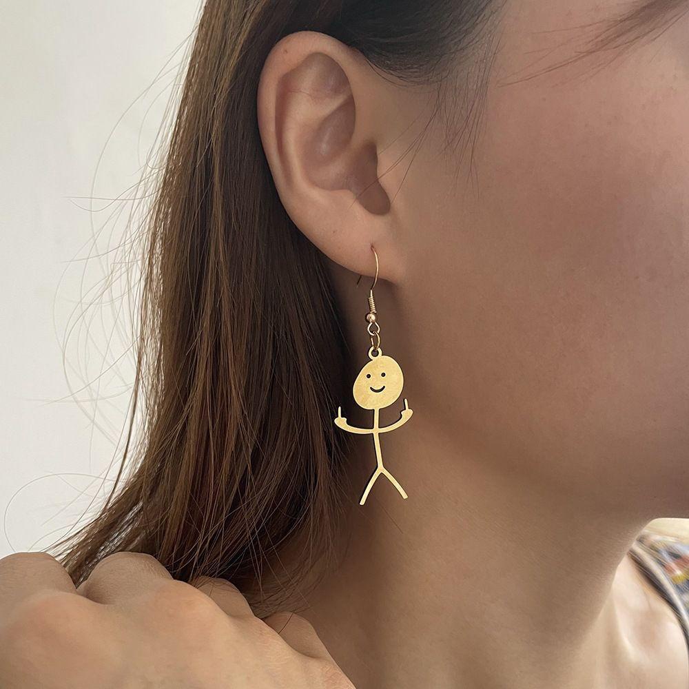 QQMALL Khuyên Tai Kim Loại Dáng Dài Phong Cách Punk Cá Tính Cho Nữ
