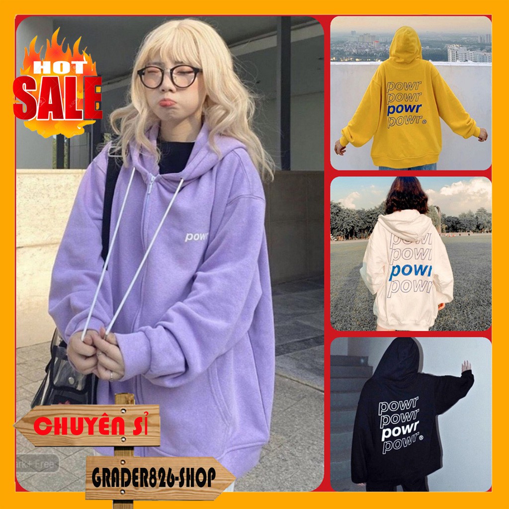 [DEAL] Áo Hoodie Nữ Nam Unisex -Áo Khoác Nỉ POWER 4 Màu Cực Hot - Kèm Quà Tặng