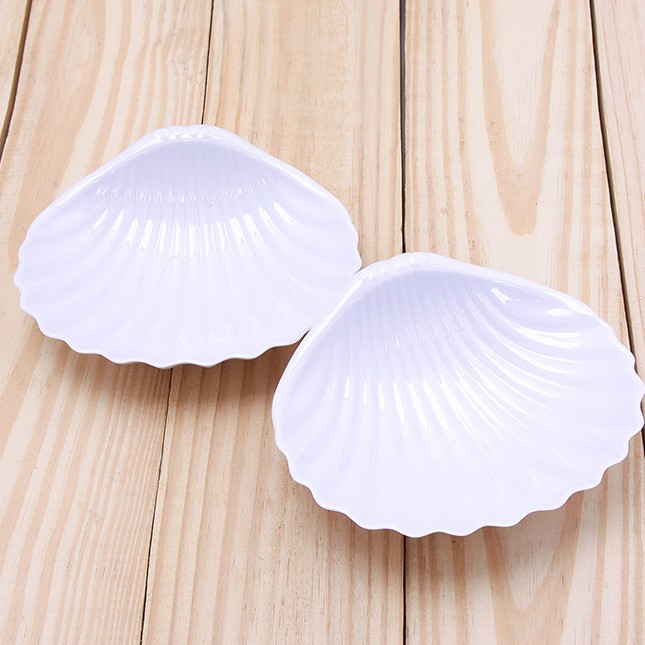 Dĩa tương sò 14 cm chén chấm melamine phíp dùng cho nhà hàng quán bar - Shell shaped plate F-CC42