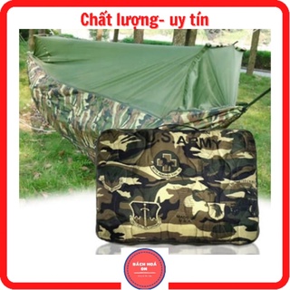 Võng dù du lịch 3 lớp có mùng chống muỗi và côn trùng màu rằn ri