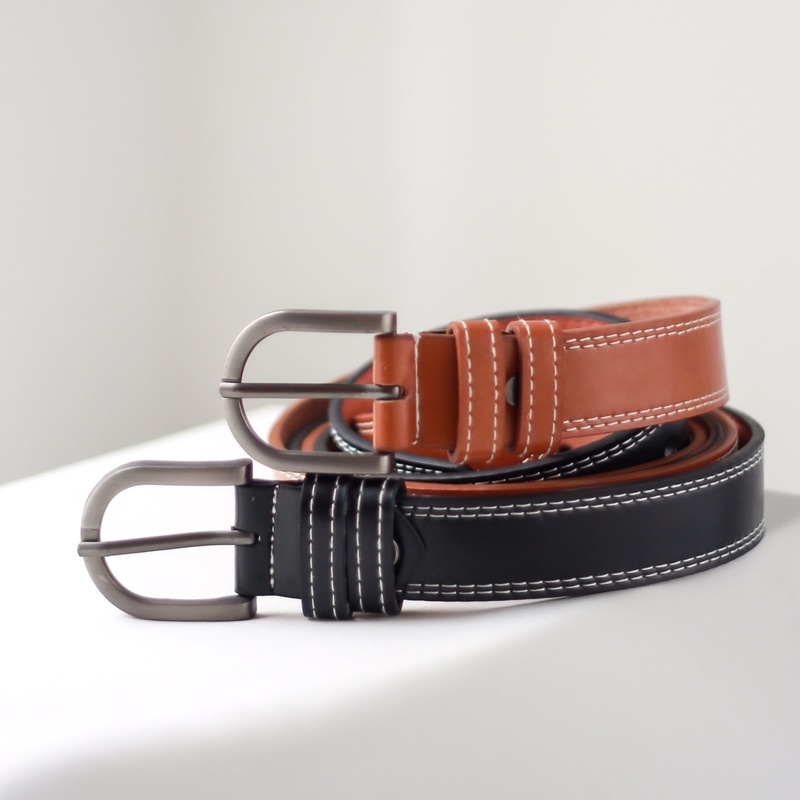 Thắt Lưng Da Bản Lớn Viền Chỉ May 33 | FLANH