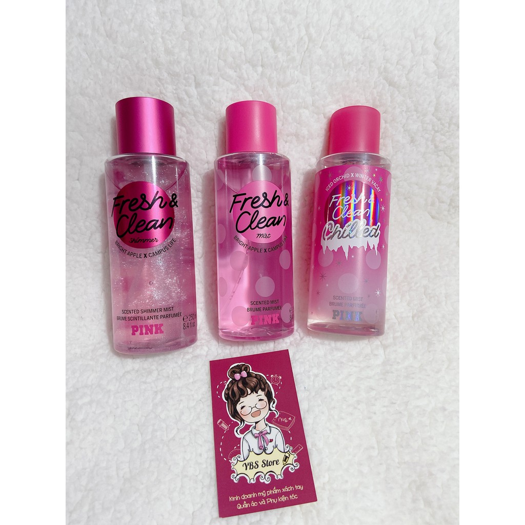 Cool & Bright/Beach Flower/Soft Dreamy Nước hoa Xịt thơm toàn thân Victoria's Secret Pink Scented Mist 250ml