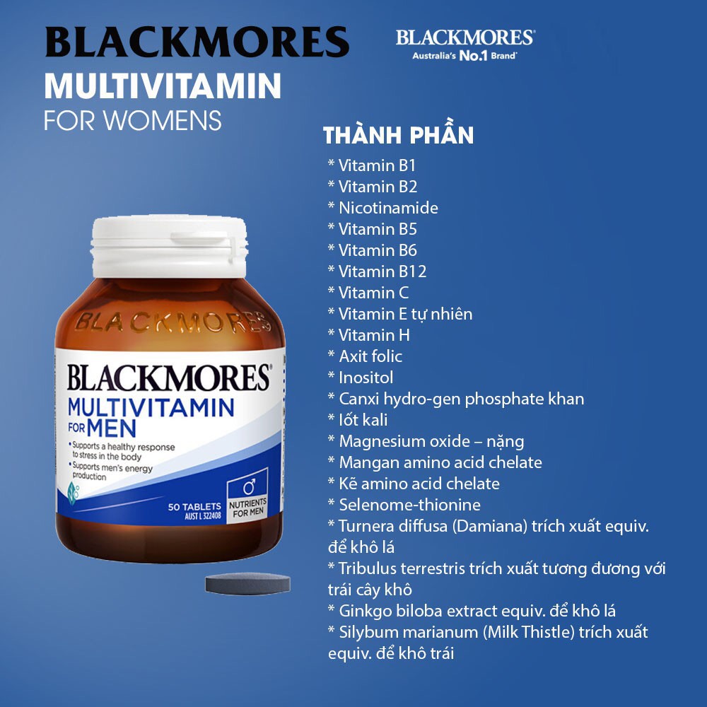 Vitamin tổng hợp cho nam / nữ Blackmores Multivitamin for Men / Women 60 viên úc