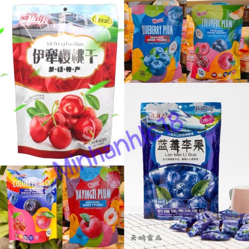 [Date mới] Ô mai việt quất, ô mai cherry, ô mai mận, ô mai thanh mai, Ô mai mix vị 408g -428g