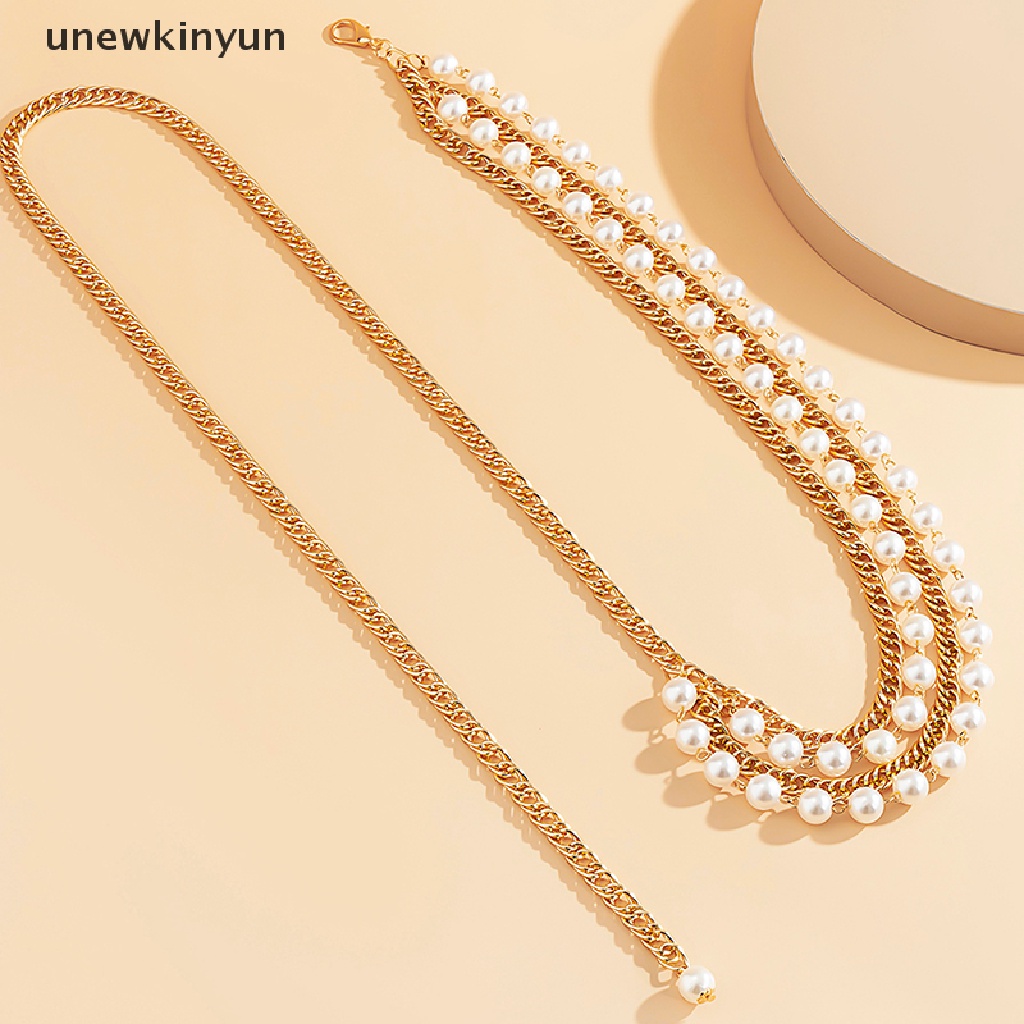 Thắt lưng dây xích tua rua nhiều lớp đính ngọc trai nhân tạo cho nữ