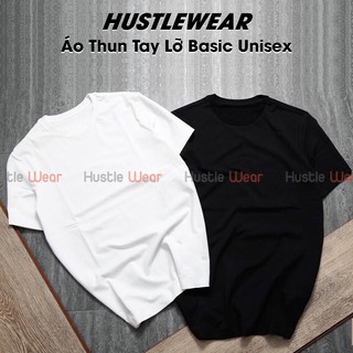 Áo Thun Trơn Unisex Basic FORM RỘNG DÁNG DÀI CỔ TRÒN TAY LỠ NAM - NỮ Màu ĐEN TRẮNG - Freesize