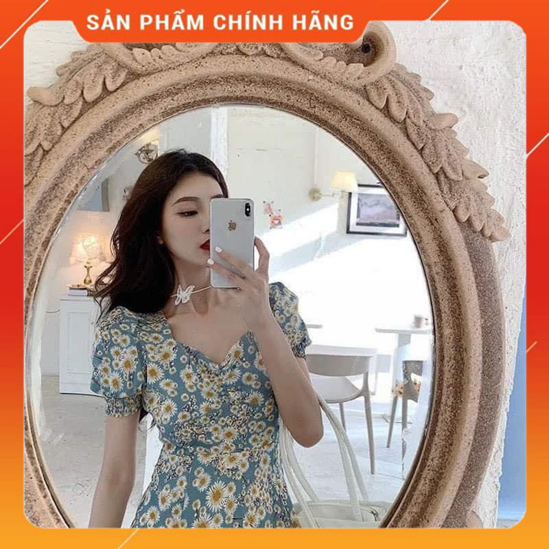 Váy hoa nhí vintage xẻ chân, Vayhoacucxanh MSP22465