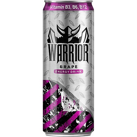 Lốc 6 Lon Nước Tăng Lực Warrior Vị Nho 325ml (Warrior Grape Soft Drink)