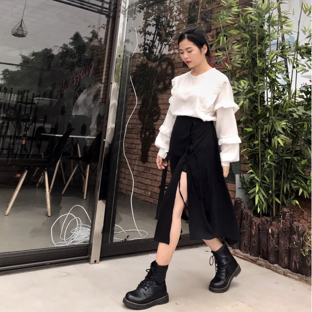 Chân Váy Xẻ Đùi Chất Đũi Ulzzang Skirt Ss3 - Ảnh Thật - Titto Closet