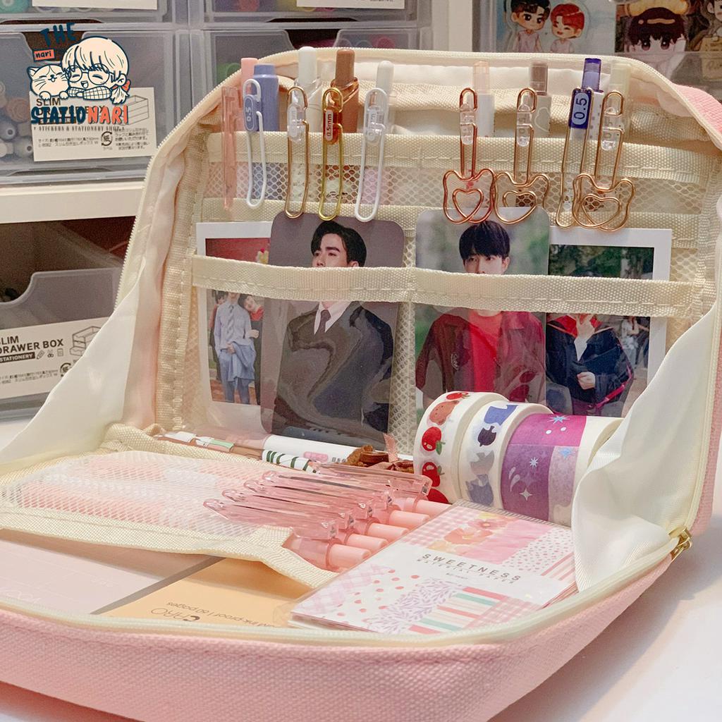 Túi bút vải lớn chữ nhật có dây kéo khóa