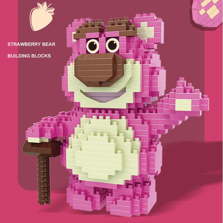 Bộ Đồ Chơi Lắp Ráp Mô Hình Gấu Và Dâu Tây Dễ Thương Dùng Trang Trí Bàn