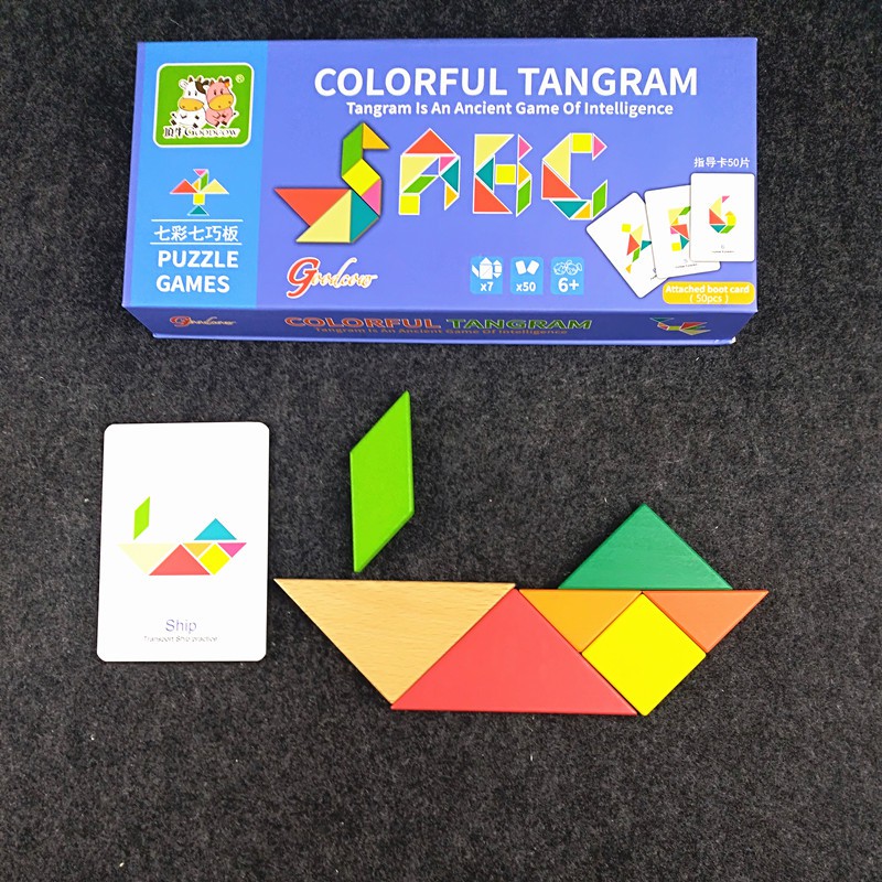 Bộ Đồ Chơi Xếp Hình Theo Thẻ Tangram  7 Mảnh CHÍNH HÃNG Giúp Phát Triển Trí Tuệ Cho Trẻ Em
