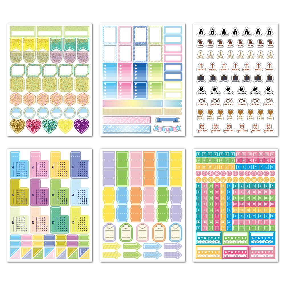 730 Cái / Bộ Planner Dán Scrapbooking Deco Bảng Chữ Cái Dán Hàn Quốc DIY Kế Hoạch Hàng Tuần Chương Trình Nghị Sự Tạp Chí Nhãn Dán Nhật Ký đánh Dấu