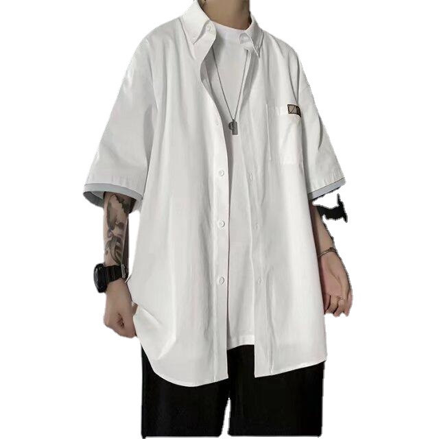 Áo Sơ Mi Tay Ngắn Dáng Rộng Thoáng Khí Phong Cách Hip Hop Thời Trang Mùa Hè Cho Nam