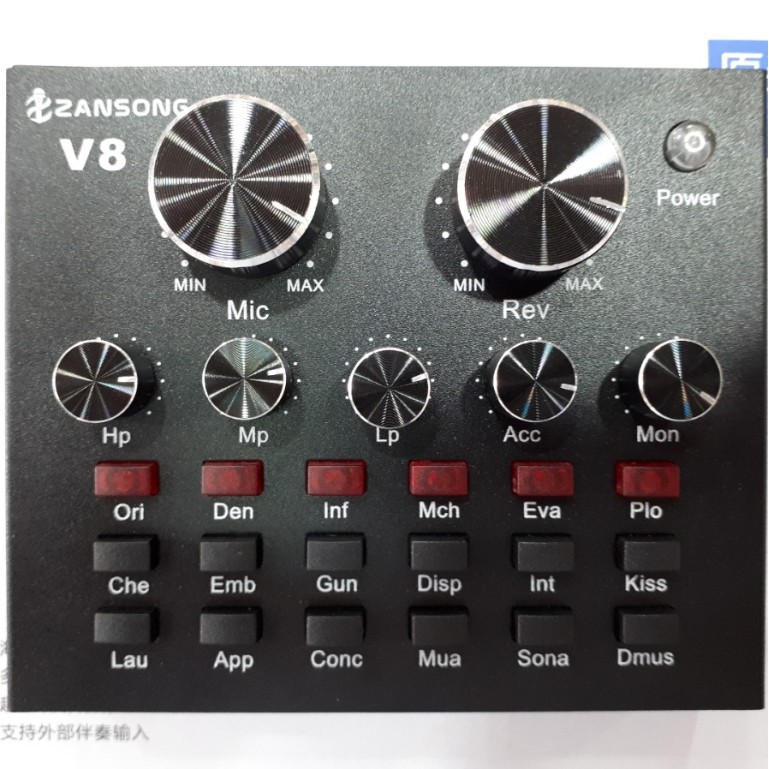 Sound card v8 livestream karaoke thu âm online,có bluetooth không cần cắm dây lấy nhạc Chính hãng Zansong -dc3536