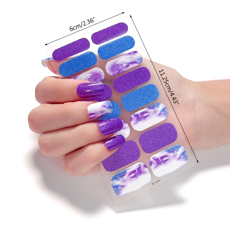 Miếng Dán Gel Bán Nguyệt Lấp Lánh Trang Trí Móng Tay Toàn Diện