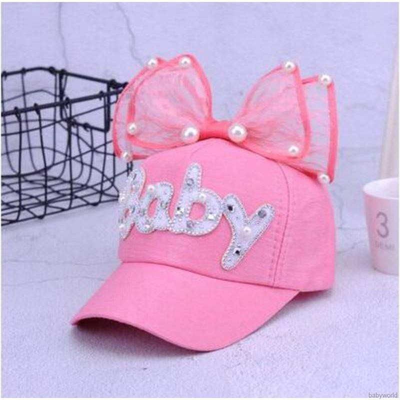 Mũ bóng chày thêu họa tiết xinh xắn cho bé gái