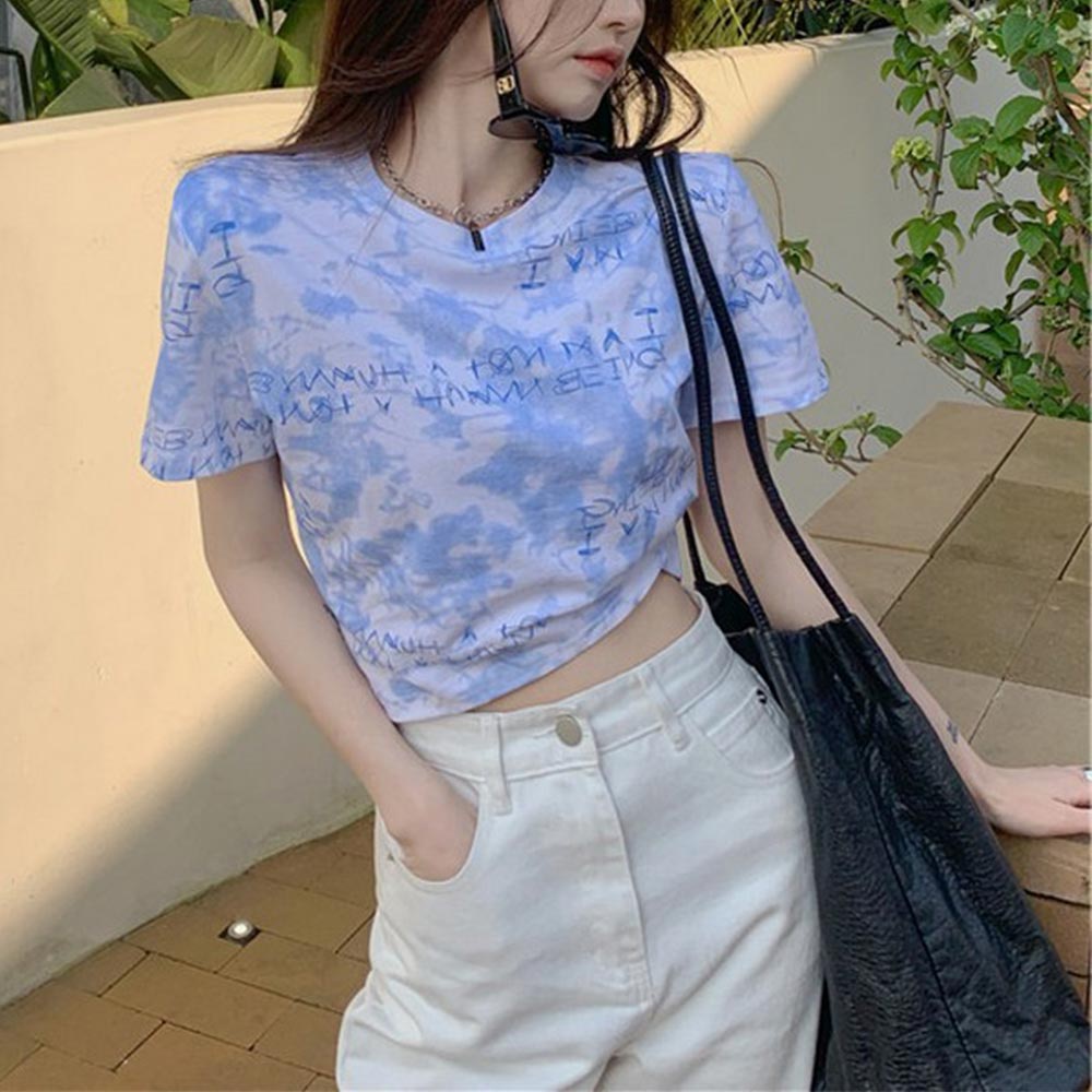 Áo thun tay ngắn dáng ôm mềm mại phong cách hồng kông thời trang mùa hè dành cho nữ