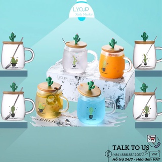 Cốc thủy tinh XƯƠNG RỒNG - KHẮC TÊN THEO YÊU CẦU ý nghĩa, ly sứ CÓ NẮP & THÌA, dung tích 400ml, HÔP QUÀ TẶNG in logo