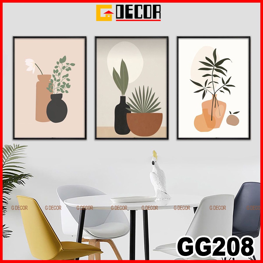 Tranh treo tường canvas 3 bức phong cách hiện đại Bắc Âu 208,tranh trìu tượng trang trí phòng khách, phòng ngủ, phòng ăn