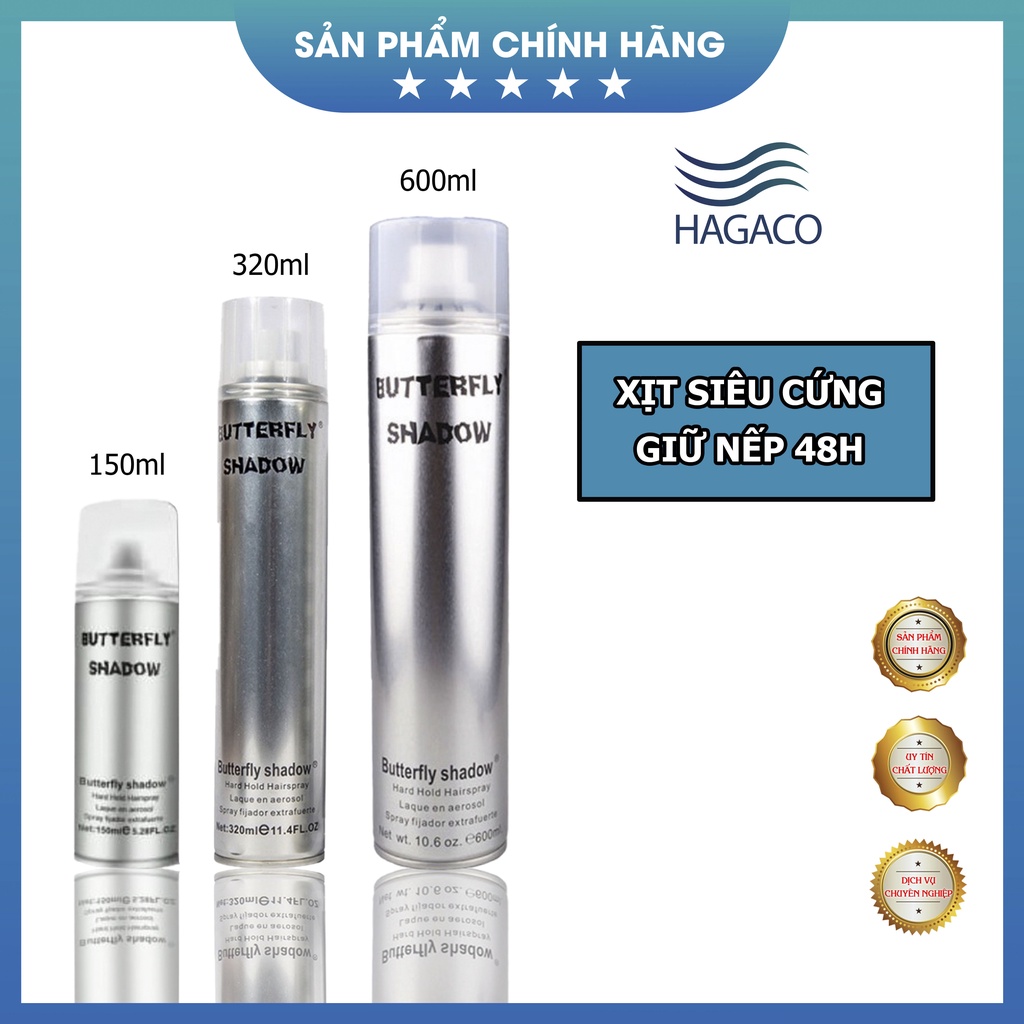 Gôm xịt tóc Butterfly Shadow Chính hãng, Gôm bạc giữ nếp tạo kiểu nam nữ MN12