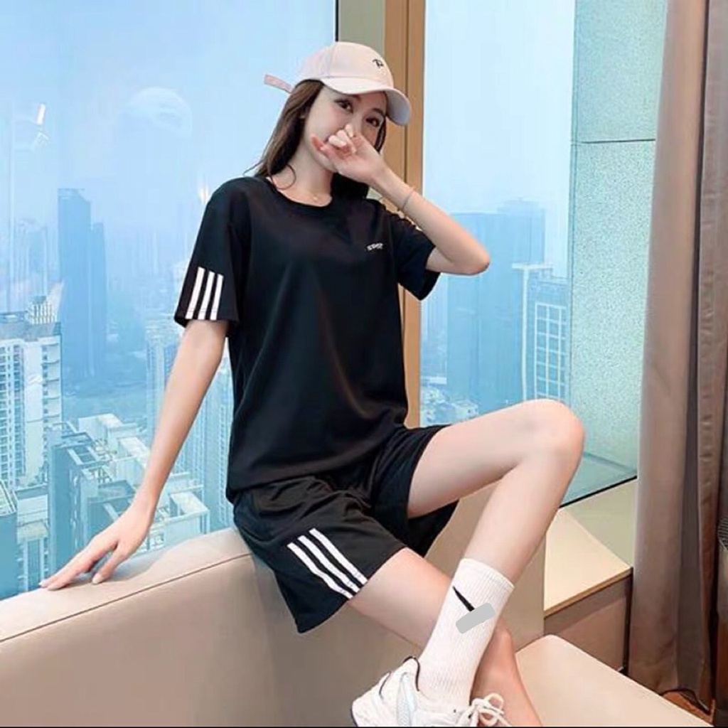 ⚡️ VẢI ĐẸP ⚡️ Bộ Thể Thao Nam Nữ Hè, Đồ Thun Cộc Tay SPORT In Chìm Đủ Màu Chất Thun Mè Co Dãn Thấm Hút Mồ Hôi