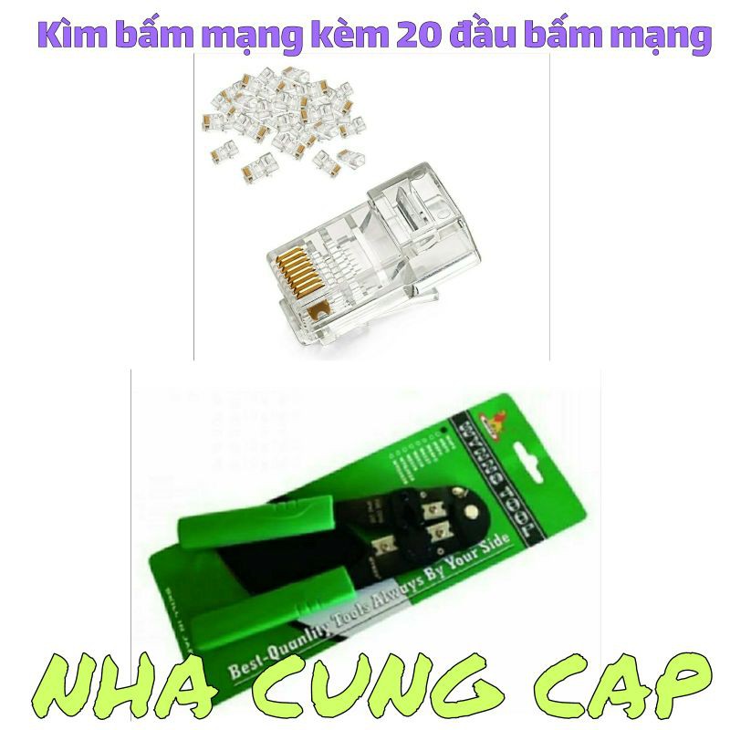 KÌM BẤM MẠNG KÈM 20 ĐẦU BẤM MẠNG RJ45