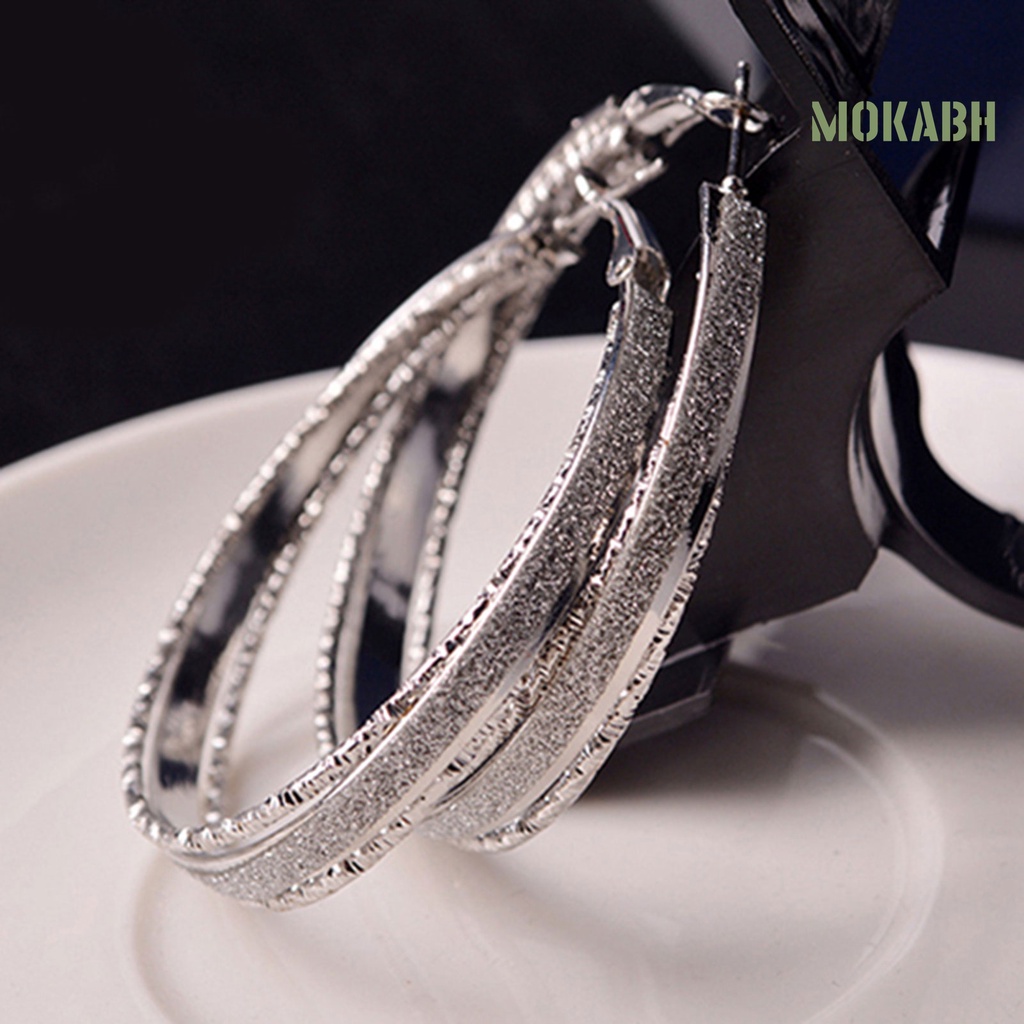 1 Đôi Bông Tai Hình Tròn Bằng Hợp Kim Lấp Lánh Thời Trang Cho Nữ