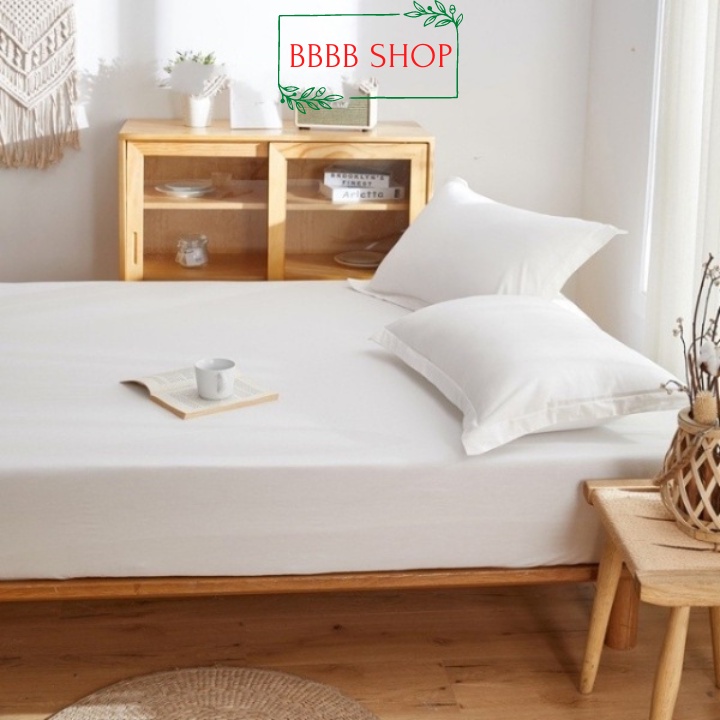 Trọn bộ ga gối trắng trơn RIOTEX cho khách sạn, bệnh viện, nhà nghĩ, homestay