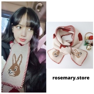 Khăn choàng cổ thỏ len dệt kim Lisa Blackpink