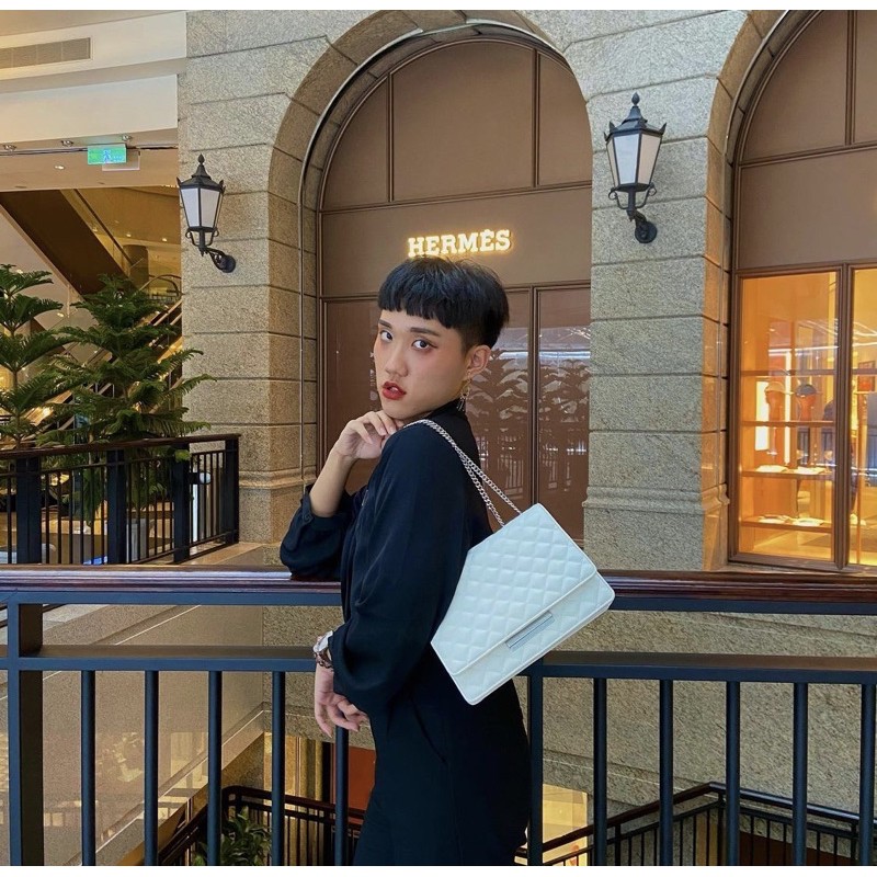 Túi cnk ô trám màu trắng